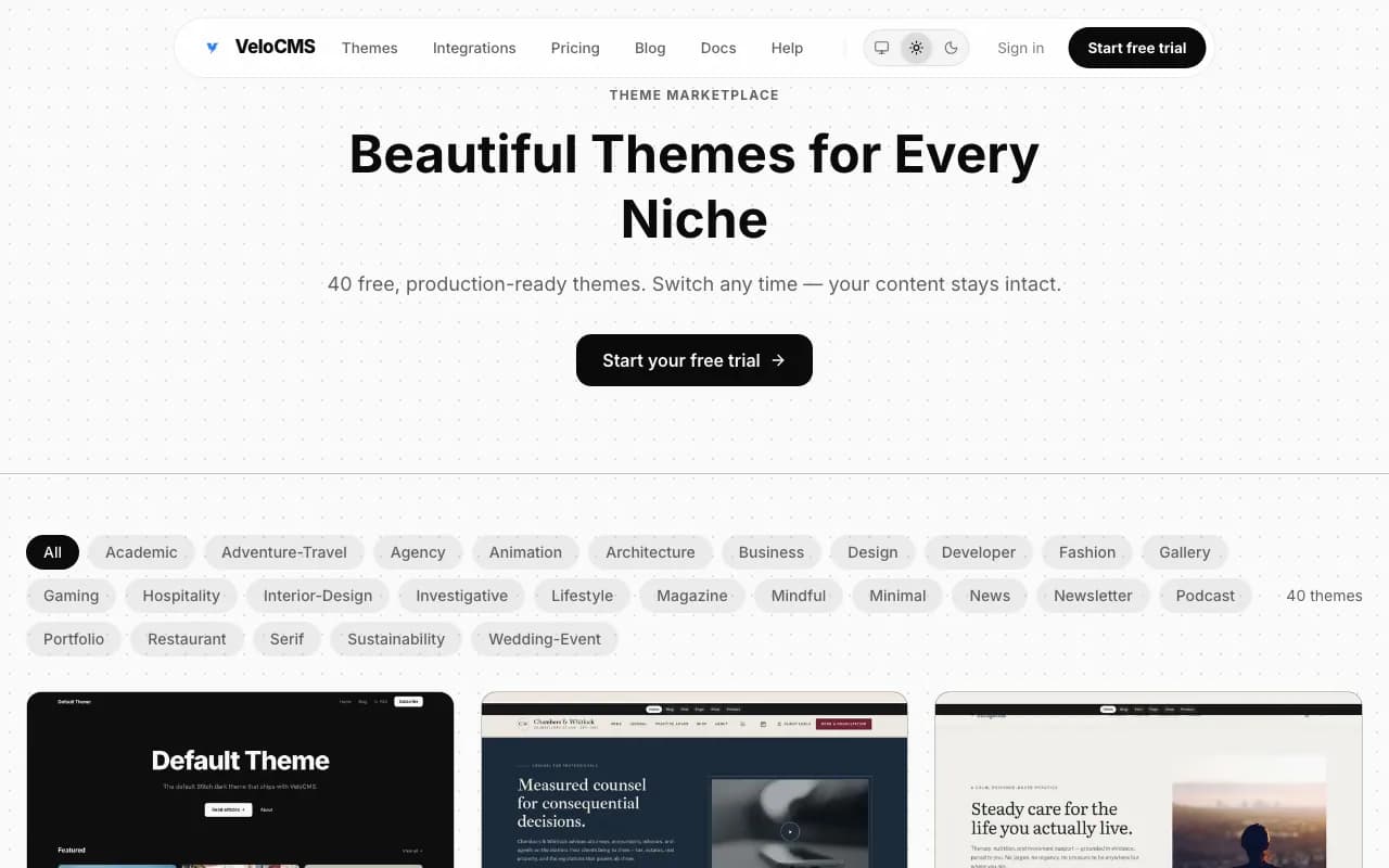 How to build a website on velocms.org (start to publish)